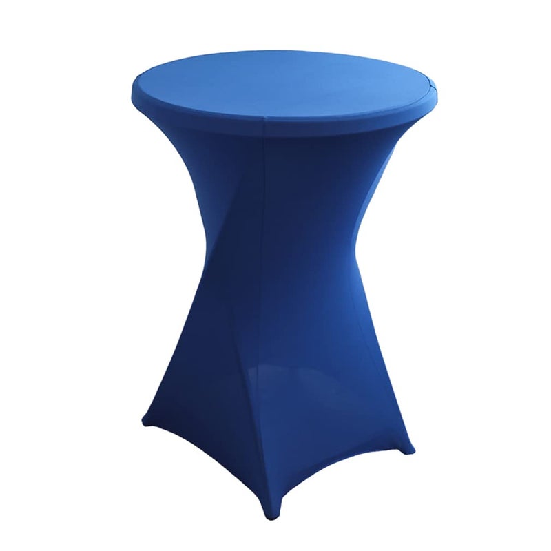 iEventStar 30 inches 32'' Highboy Cocktail Round Stretch Spandex Fitted Table Cover High Top Square Corners Tablecloth (30''-32'' Dia x 43'', Royal Blue) - Image 1